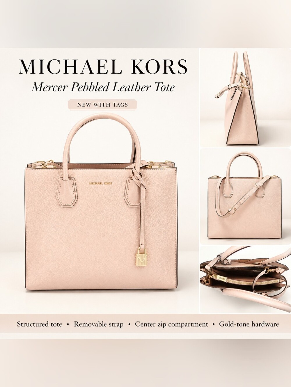 Michael Kors Pebbled Leather Tote in Blush